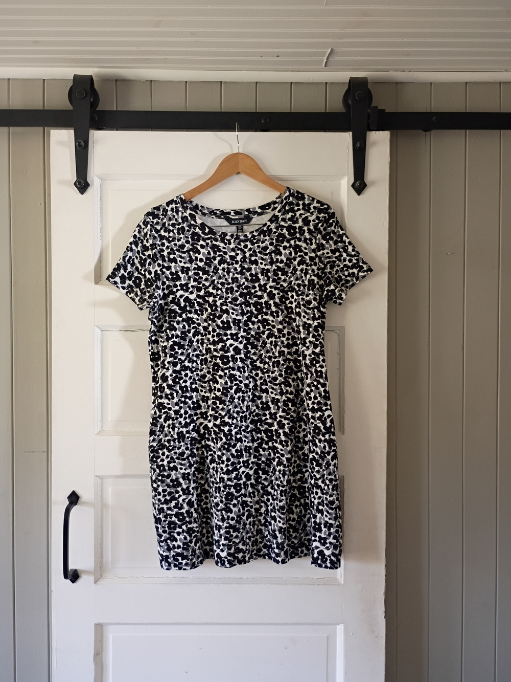 Ellen Tracy Black and White Printed Short Dress